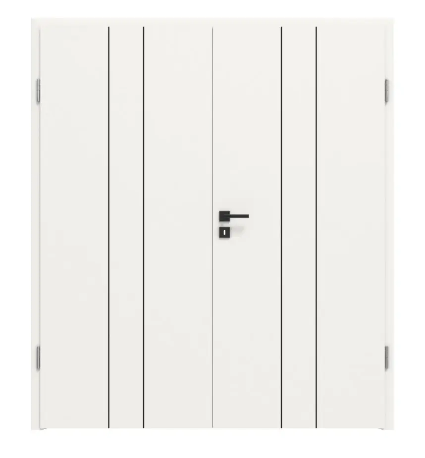Drzwi dwuskrzydłowe Linea Black 05 biały lakier RAL 9016 z ościeżnicą