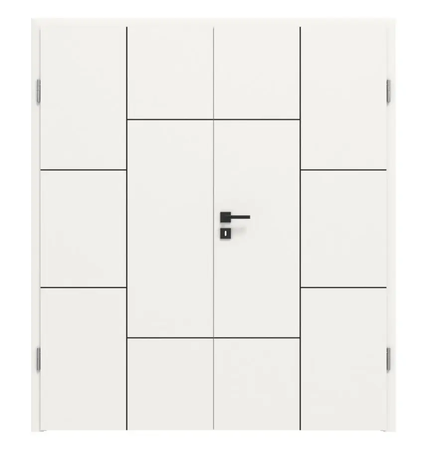 Drzwi dwuskrzydłowe Linea Black M21 biały lakier RAL 9016 z ościeżnicą