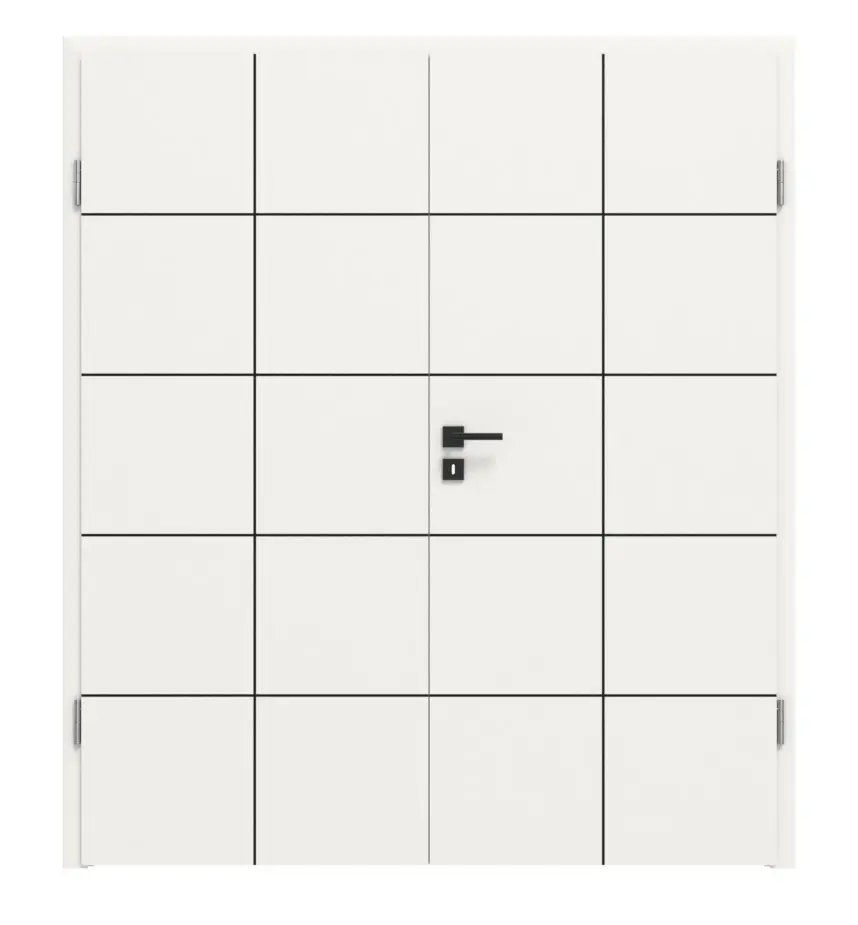 Drzwi dwuskrzydłowe Linea Black M22 biały lakier RAL 9016 z ościeżnicą