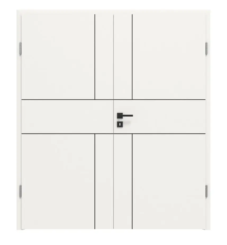 Drzwi dwuskrzydłowe Linea Black M41 biały lakier RAL 9016 z ościeżnicą