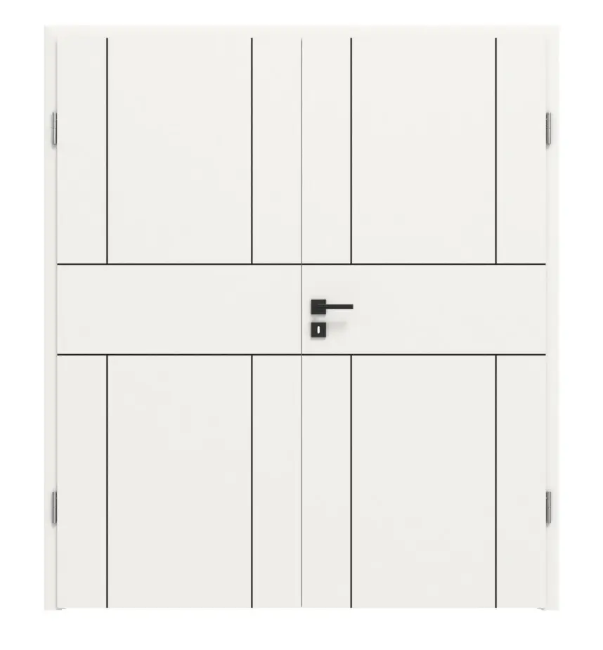 Drzwi dwuskrzydłowe Linea Black M43 biały lakier RAL 9016 z ościeżnicą