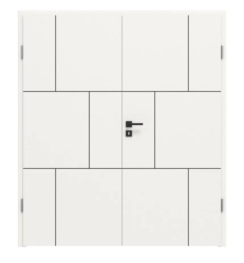 Drzwi dwuskrzydłowe Linea Black M71 biały lakier RAL 9016 z ościeżnicą