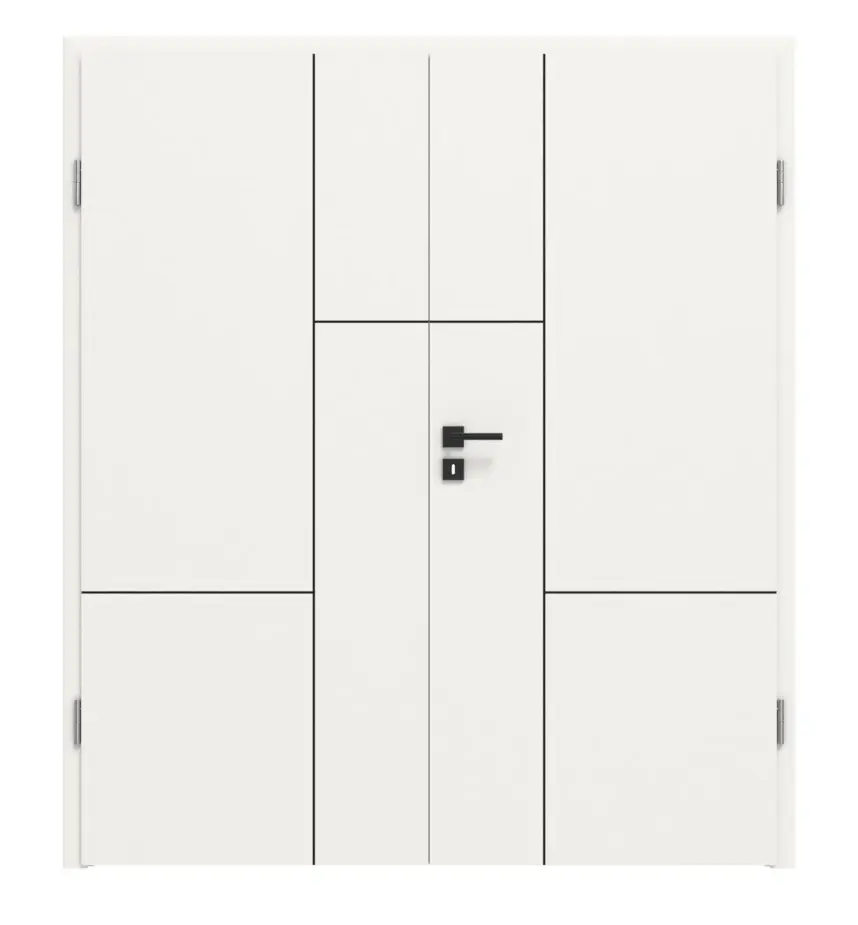 Drzwi dwuskrzydłowe Linea Black M72 biały lakier RAL 9016 z ościeżnicą