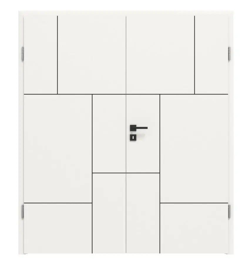 Drzwi dwuskrzydłowe Linea Black M73 biały lakier RAL 9016 z ościeżnicą