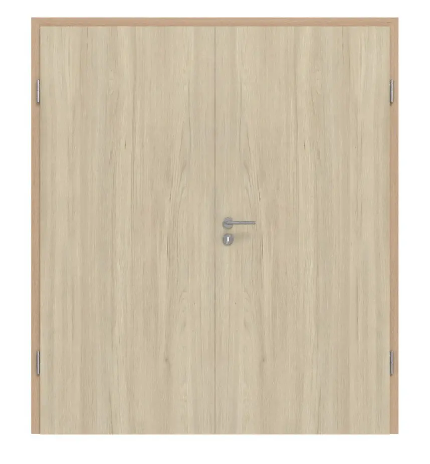 Widok frontowy drzwi dwuskrzydłowych Basic dąb Bernstein 4.15 z ościeżnicą