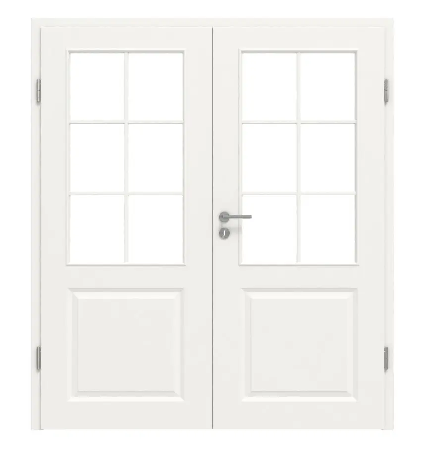 HÖRMANN Drzwi podwójne Carolina 1, biały lakier, ClassicLine, z przeszkleniem LA szprosy 2/3 z ościeżnicą