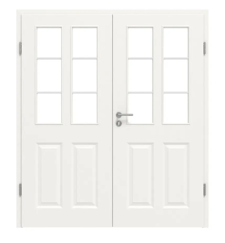 HÖRMANN drzwi 2-skrzydłowe Carolina 2 biały lakier ClassicLine z przeszkleniem LA 1 szpros 1/3 z ościeżnicą