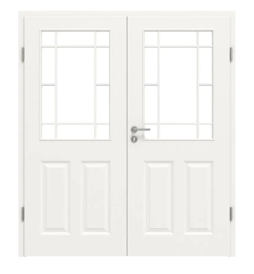 HÖRMANN drzwi dwuskrzydłowe Carolina 2 biały lakier ClassicLine z przeszkleniem LA 2 Lugano z ościeżnicą