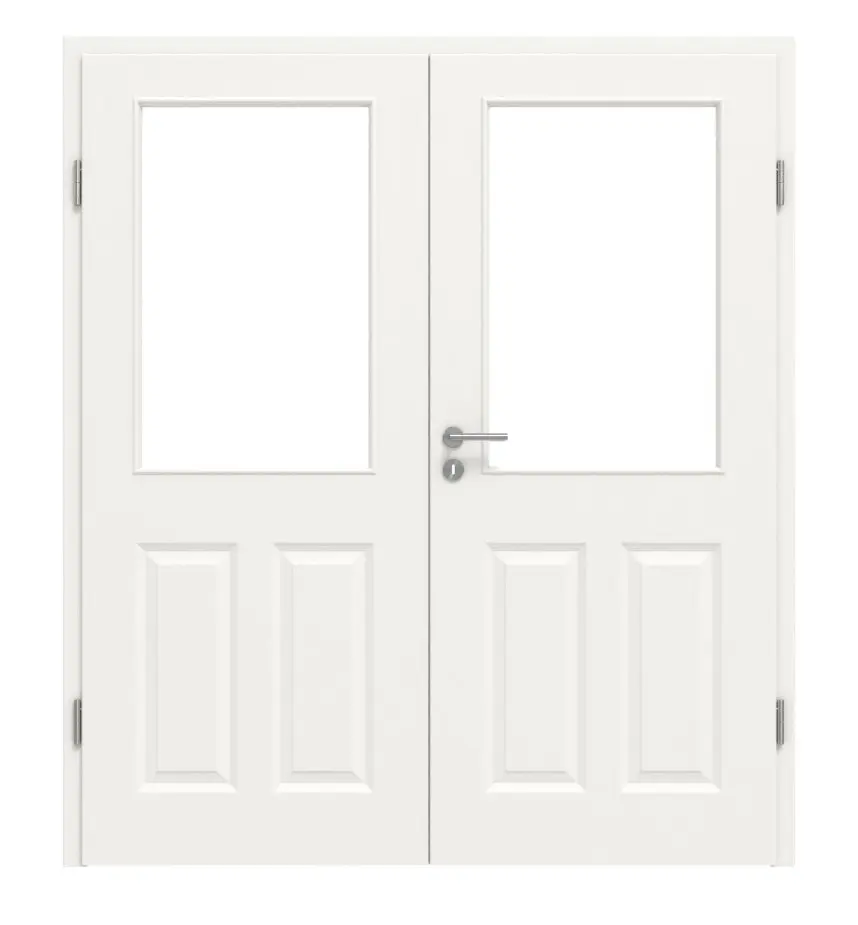 HÖRMANN drzwi dwuskrzydłowe Carolina 2 biały lakier ClassicLine z przeszkleniem LA 2 z ościeżnicą
