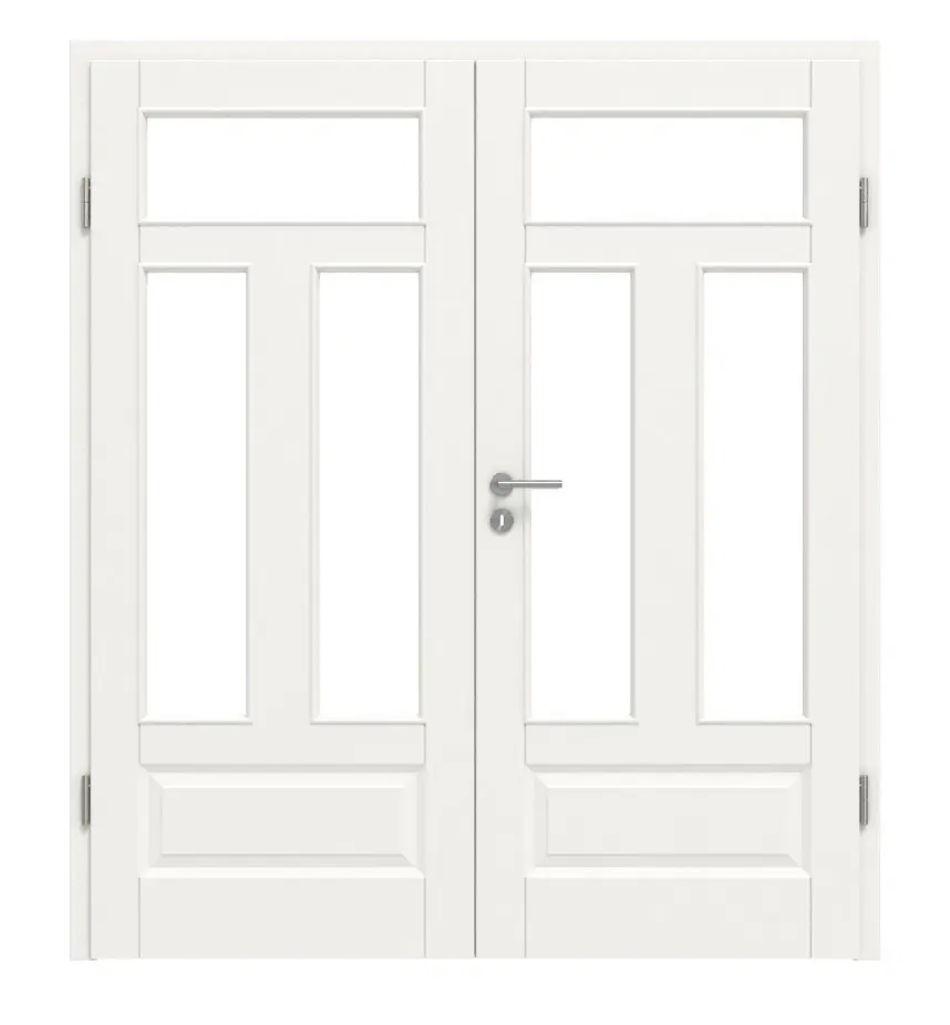 HÖRMANN drzwi dwuskrzydłowe Carolina 5 biały lakier ClassicLine z przeszkleniem LA 2 z ościeżnicą