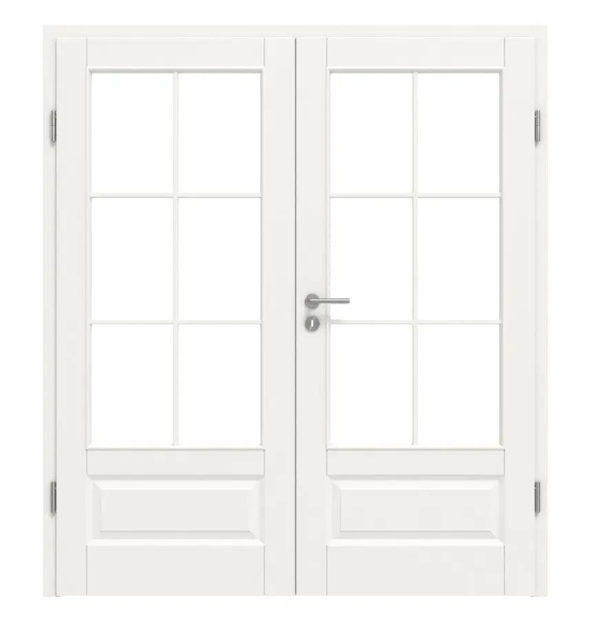 HÖRMANN drzwi dwuskrzydłowe Carolina 5 biały lakier ClassicLine z przeszkleniem LA 3 szprosy 2/3 z ościeżnicą