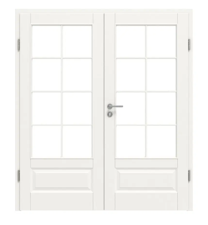 HÖRMANN drzwi dwuskrzydłowe Carolina 5 biały lakier ClassicLine z przeszkleniem LA 3 szprosem 2/4 z ościeżnicą