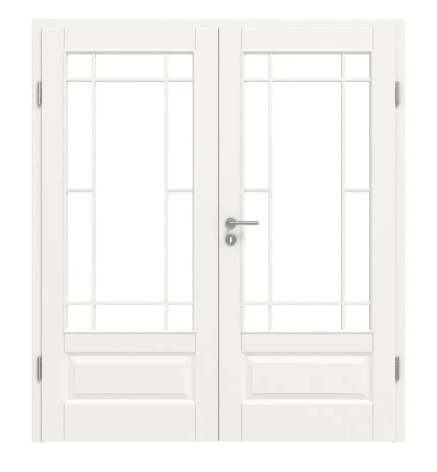 HÖRMANN drzwi dwuskrzydłowe Carolina 5 biały lakier ClassicLine z przeszkleniem LA Lugano z ościeżnicą