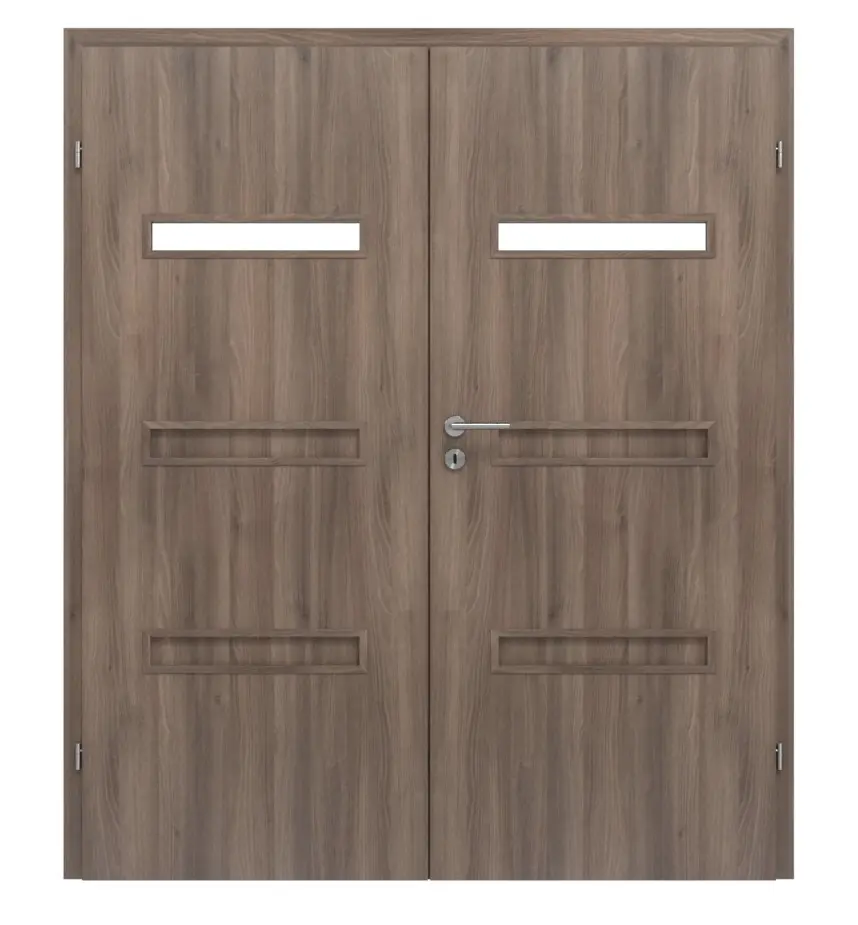 CLASSEN drzwi dwuskrzydłowe Century M4 jesion grafitowy Iridium z przeszkleniem i ościeżnicą