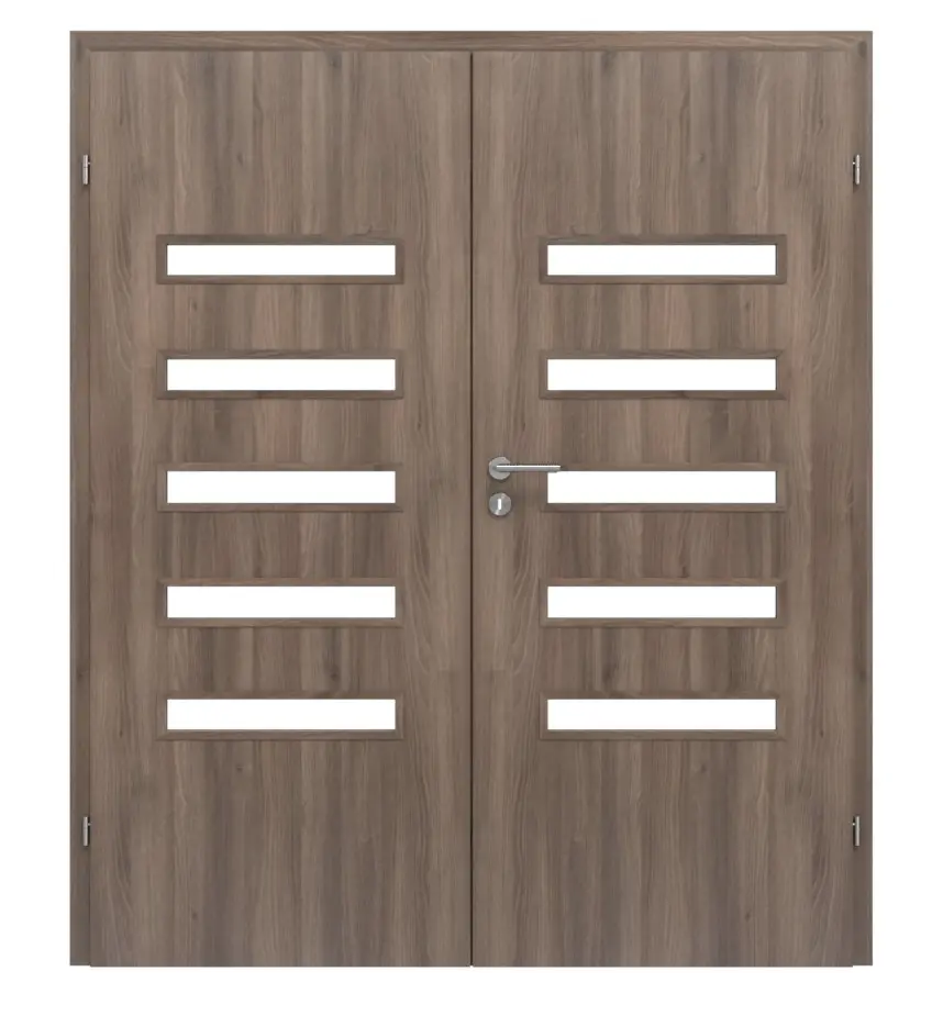 CLASSEN drzwi dwuskrzydłowe Century M6 jesion grafitowy Iridium z przeszkleniem w zestawie z ościeżnicą