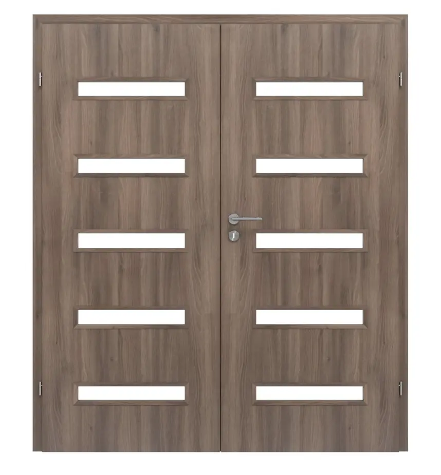 CLASSEN drzwi dwuskrzydłowe Century M7 jesion grafitowy Iridium z przeszkleniem z ościeżnicą