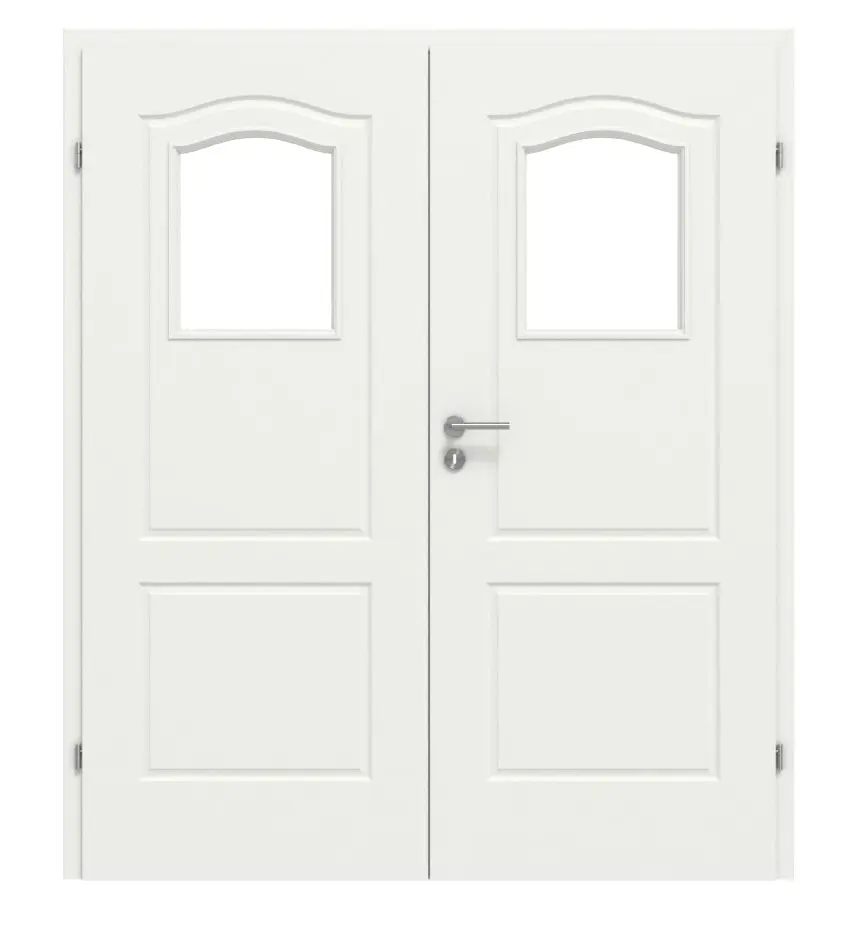 CLASSEN drzwi dwuskrzydłowe klasyczne 1/3 RAL 9003 biały lakier z przeszkleniem i ościeżnicą PL-Norm