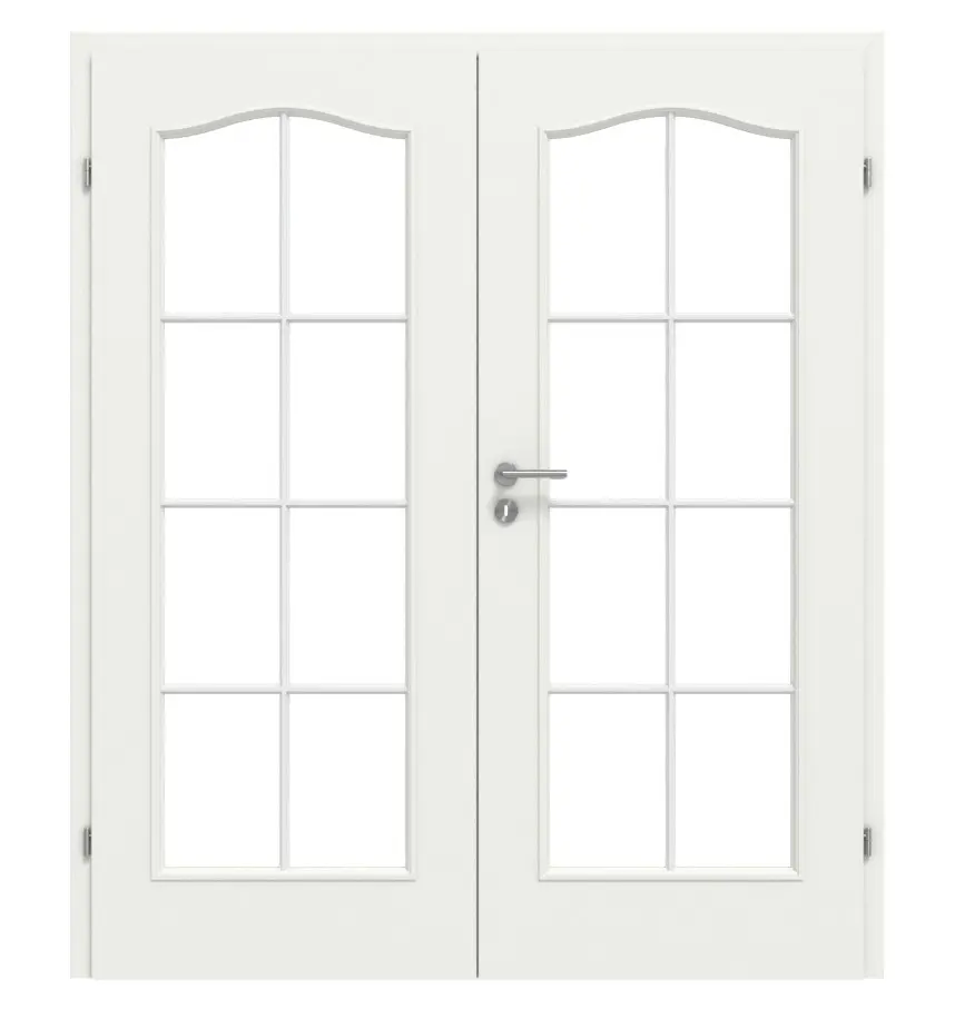 CLASSEN drzwi dwuskrzydłowe Klasyczny 3/3 RAL 9003 biały lakier z przeszkleniem w zestawie z ościeżnicą PL-Norm