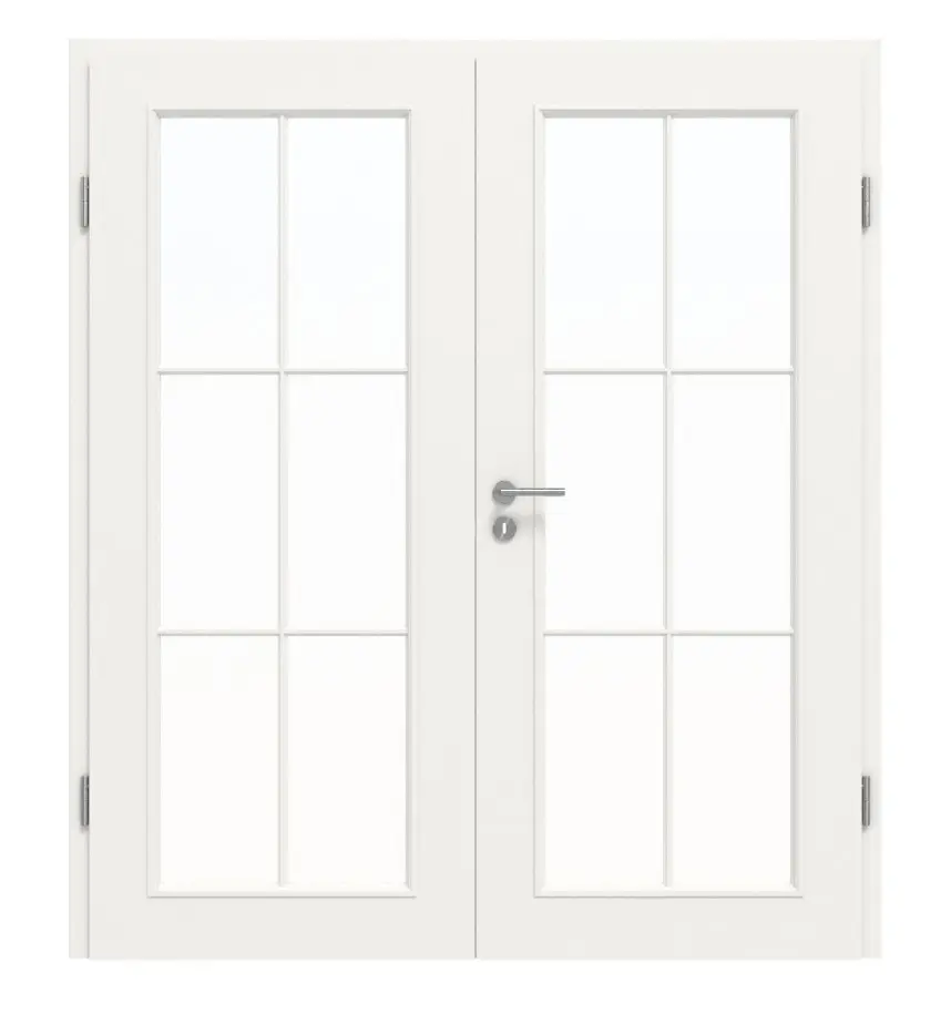 Widok frontowy drzwi dwuskrzydłowych klasyczny 3.20 biały lakier z ościeżnicą - Classen
