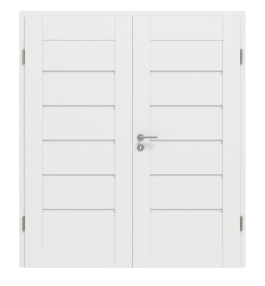 Widok frontowy drzwi dwuskrzydłowych Clif 5.1 biały matowy z ościeżnicą - Classen