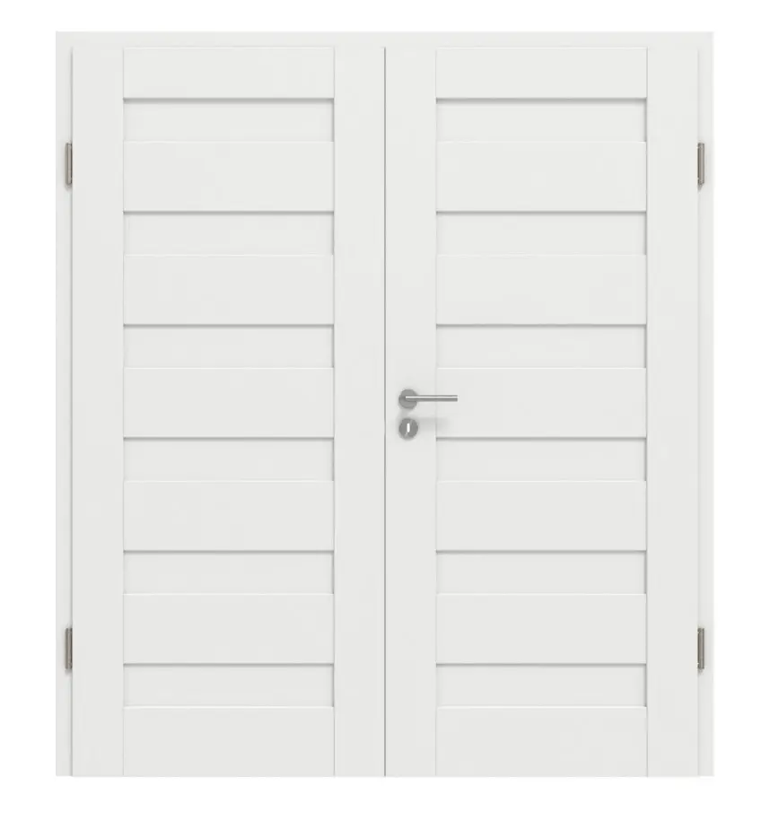 Widok frontowy modelu Clif 5.3, biały matowy, drzwi dwuskrzydłowe z ościeżnicą - Classen