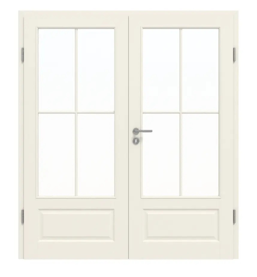 GARANT Drzwi dwuskrzydłowe Como biały lakier z przeszkleniem CKL1 szprosy SP0 z ościeżnicą