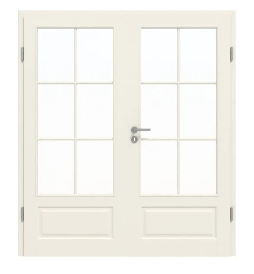 GARANT drzwi dwuskrzydłowe Como biały lakier z przeszkleniem CKL1 szprosem SP4 z ościeżnicą