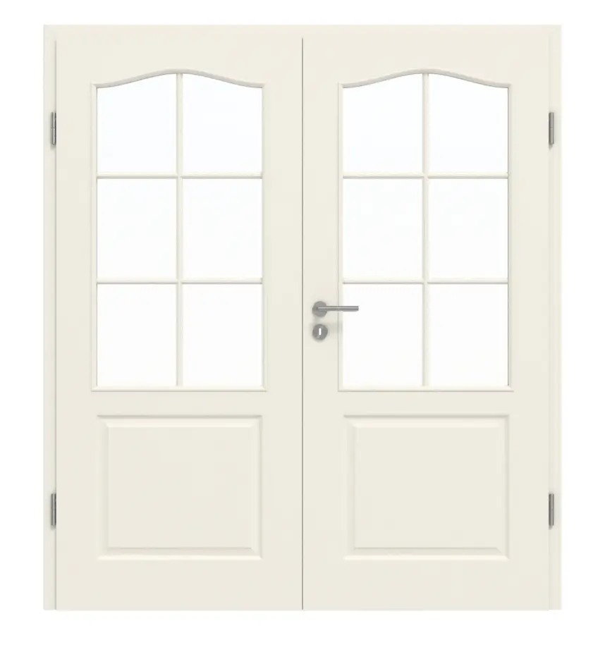 GARANT Drzwi dwuskrzydłowe Como biały lakier z przeszkleniem CKL2 szprosy SP4 z ościeżnicą