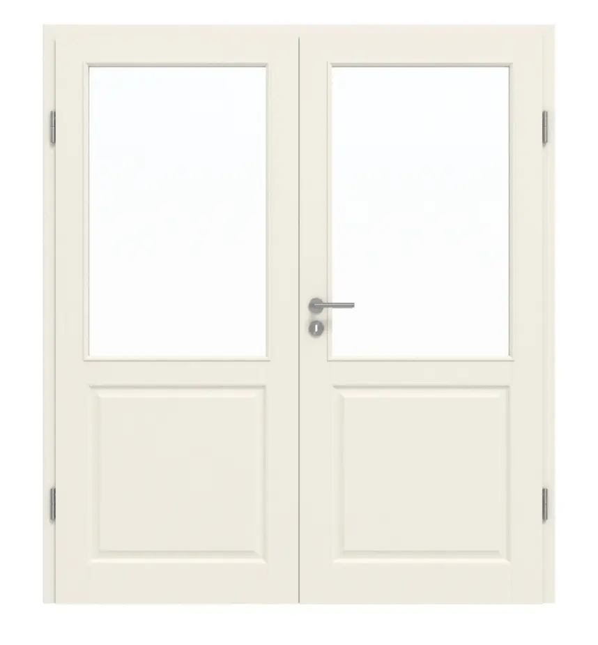 Frontansicht von GARANT Doppelflügeltür Como Weißlack mit Lichtausschnitt CKL3 mit Zarge