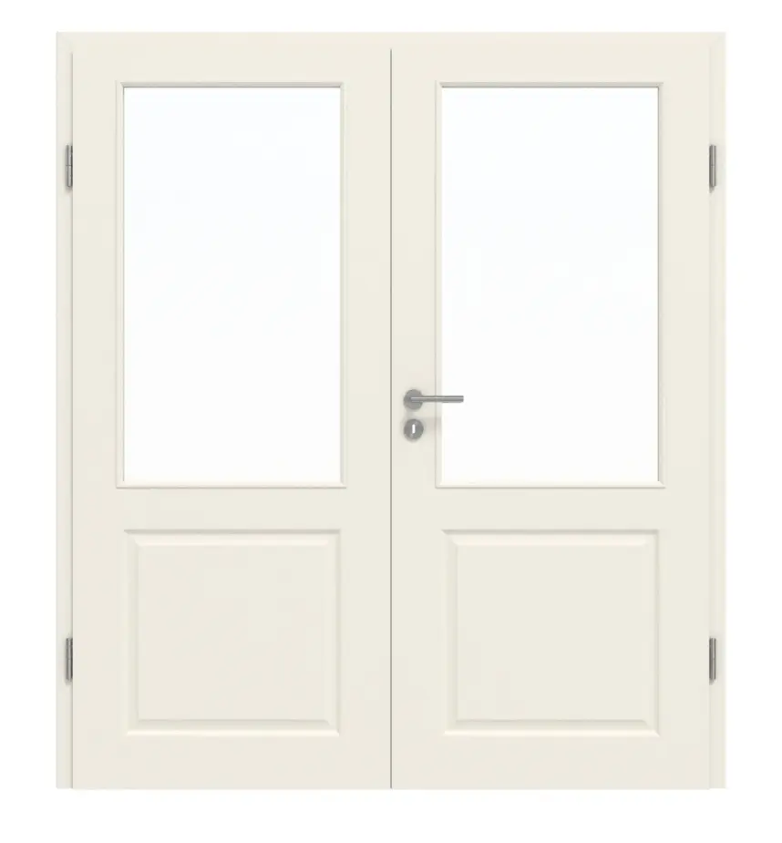 GARANT Drzwi dwuskrzydłowe Como biały lakier z przeszkleniem CL2 z ościeżnicą