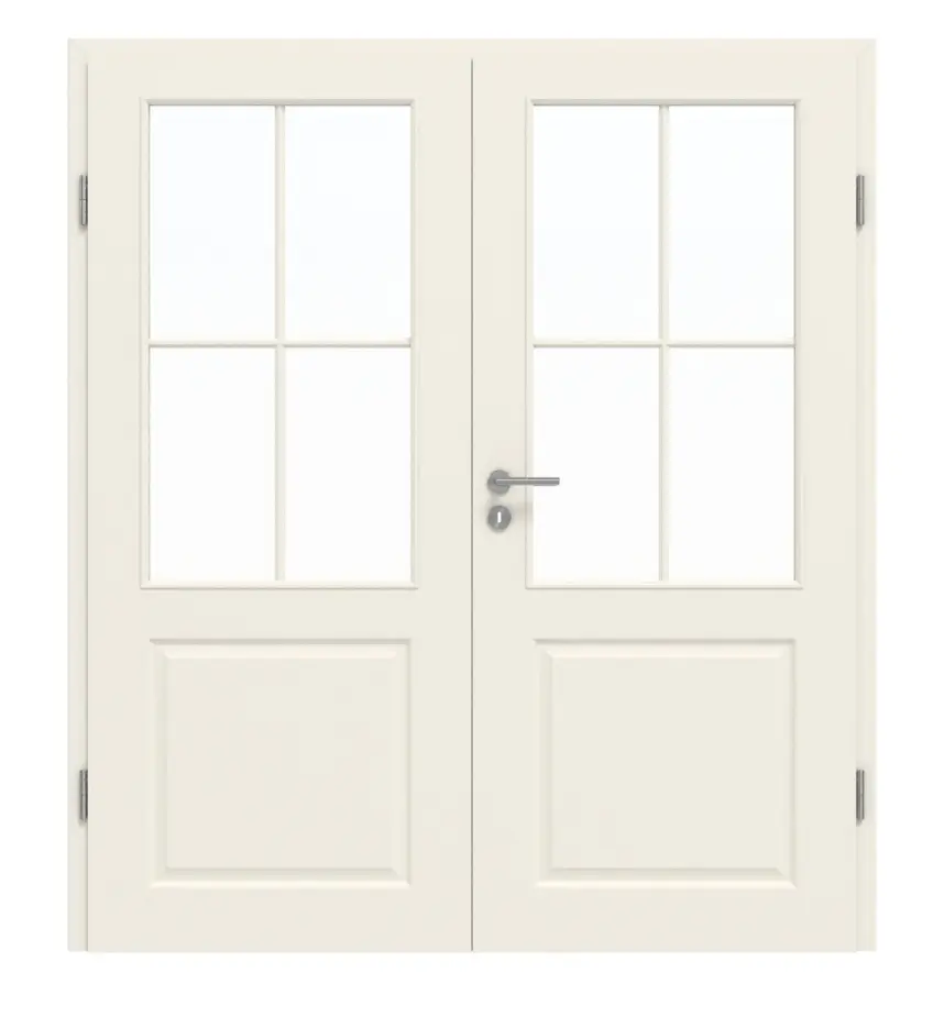 GARANT Drzwi dwuskrzydłowe Como biały lakier z przeszkleniem CL2 szprosy SP0 z ościeżnicą