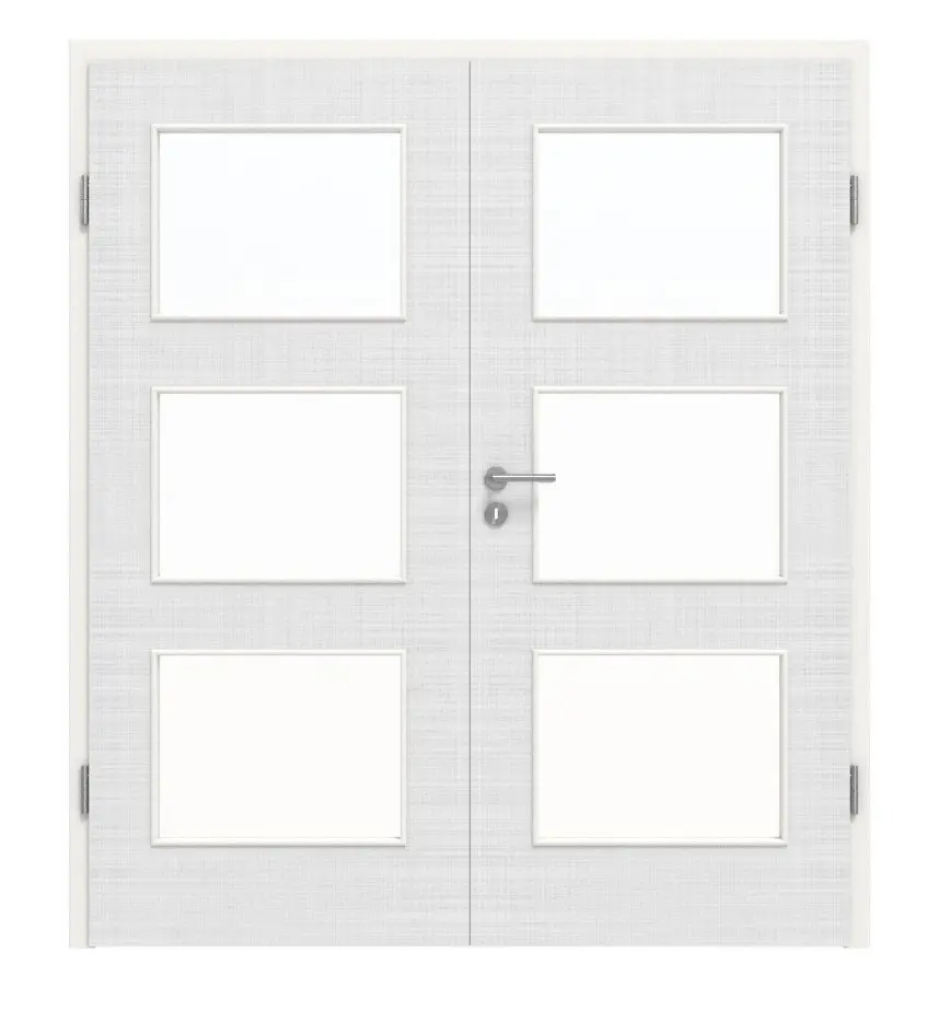 HÖRMANN Drzwi dwuskrzydłowe len biały Proline Concepto z przeszkleniem LA 11 z ościeżnicą