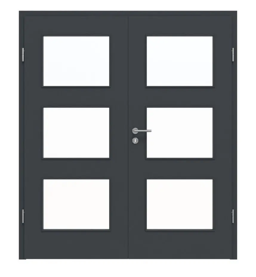HÖRMANN drzwi 2-skrzydłowe ultramatowy antracyt Proline Concepto z przeszkleniem LA 11 z ościeżnicą