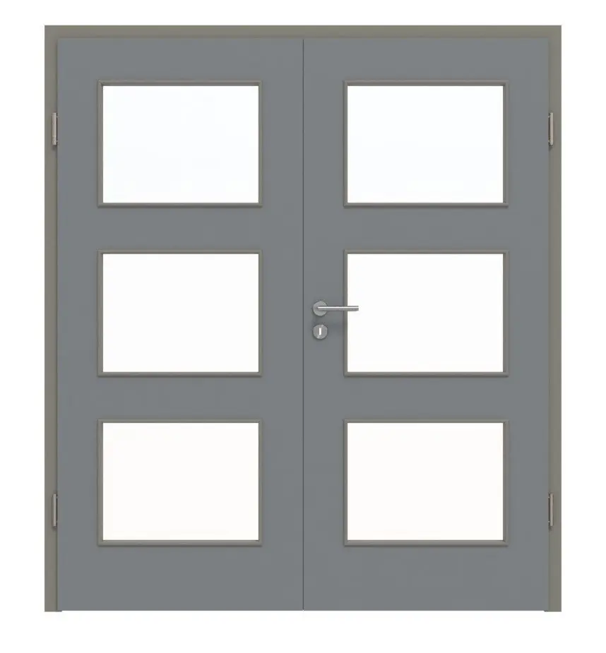 HÖRMANN drzwi 2-skrzydłowe ultramatowy szary stalowy Proline Concepto z przeszkleniem LA 11 z ościeżnicą