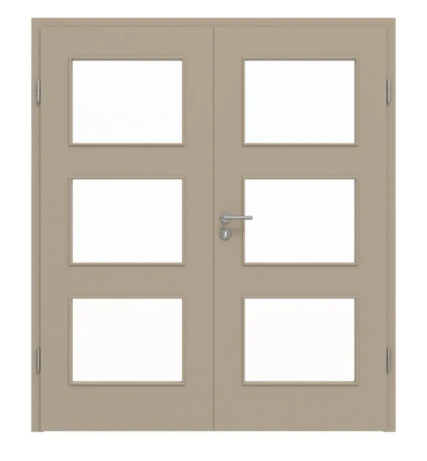 HÖRMANN drzwi 2-skrzydłowe ultramatowy taupe (kolor ciemnoszaro-brązowy) Proline Concepto z przeszkleniem LA 11 z ościeżnicą