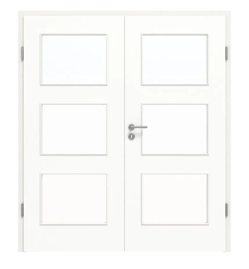 HÖRMANN drzwi 2-skrzydłowe biel ultramatowa Proline Concepto z przeszkleniem LA 11 z ościeżnicą