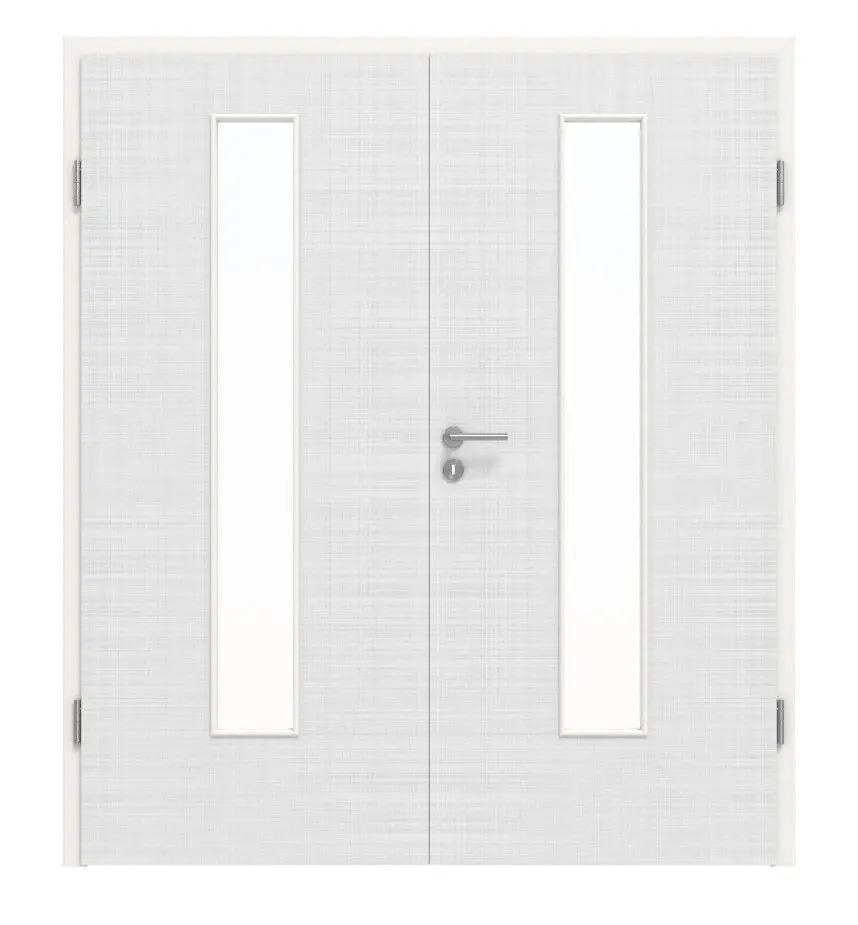 HÖRMANN drzwi dwuskrzydłowe biel lniana Proline Concepto z przeszkleniem LA 24 i ościeżnicą