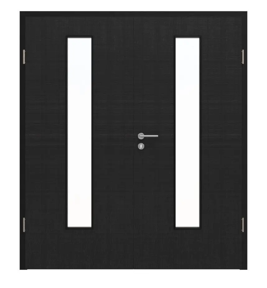 HÖRMANN drzwi 2-skrzydłowe len czarny Proline Concepto z przeszkleniem LA 24 z ościeżnicą