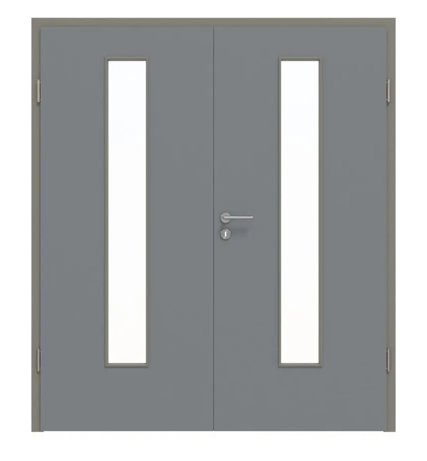HÖRMANN drzwi dwuskrzydłowe ultramat szary pył Proline Concepto z przeszkleniem LA 24 z ościeżnicą
