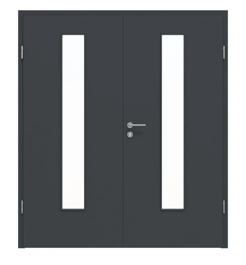 HÖRMANN Drzwi dwuskrzydłowe ultramatowe antracytowe Proline Concepto z przeszkleniem LA 24 z ościeżnicą
