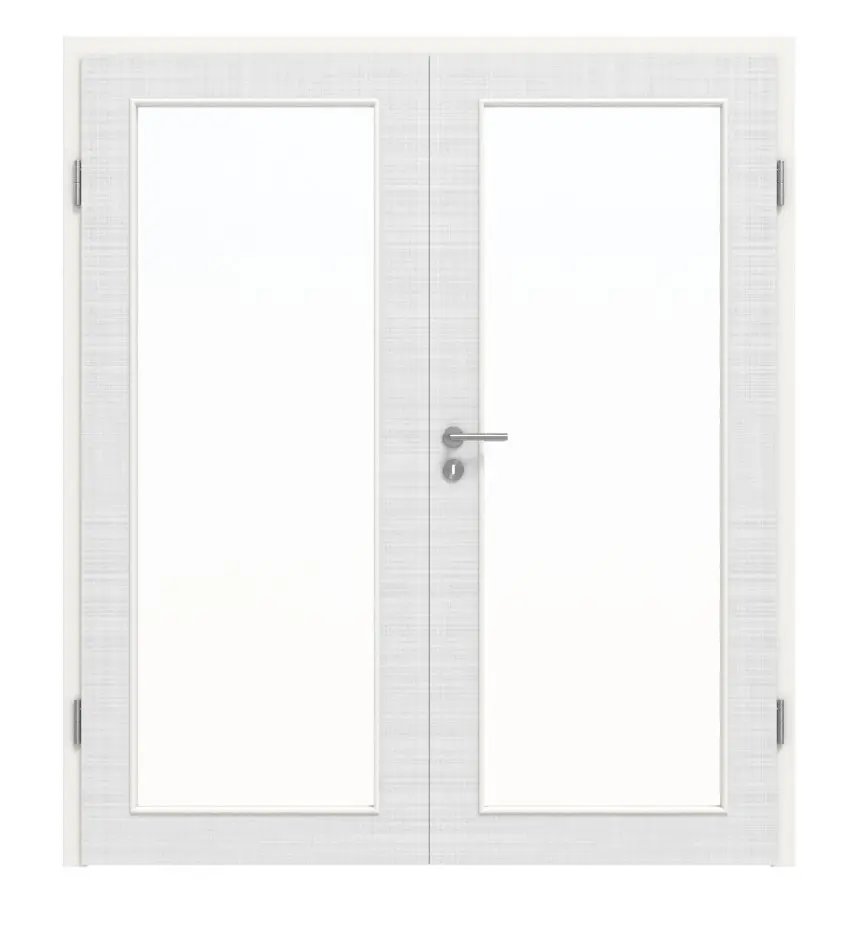 HÖRMANN Drzwi dwuskrzydłowe len biały Proline Concepto z przeszkleniem LA 27 z ościeżnicą
