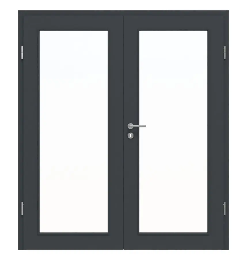 HÖRMANN drzwi dwuskrzydłowe ultramatowy antracyt Proline Concepto z przeszkleniem LA 27 z ościeżnicą