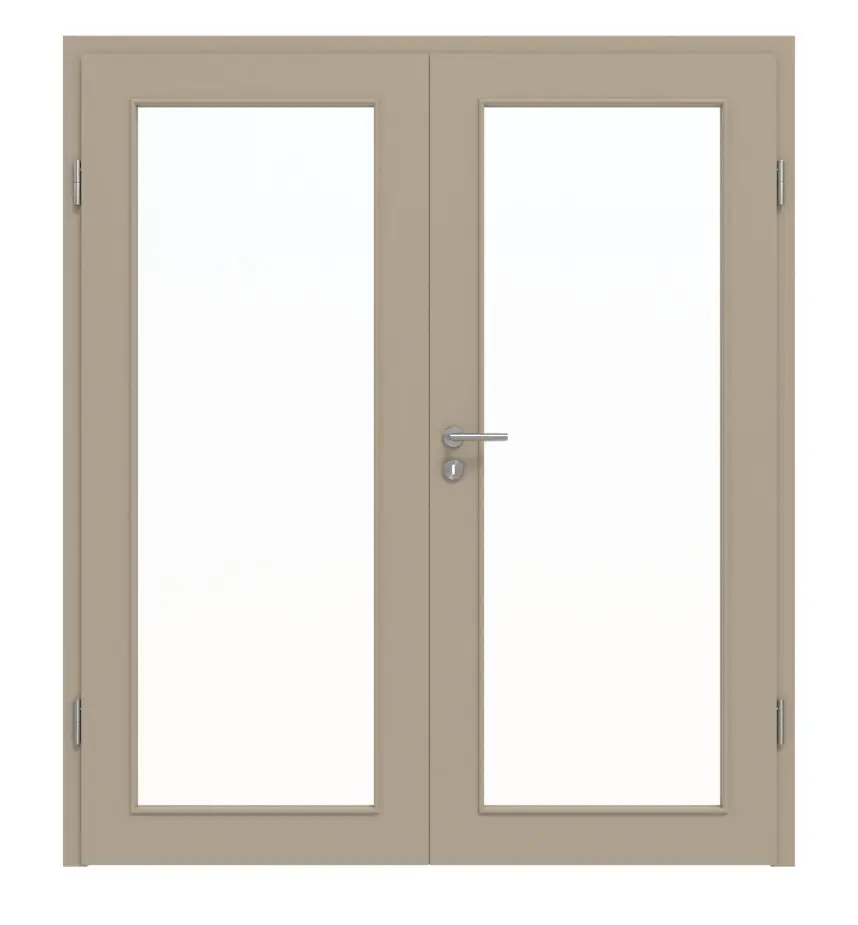 HÖRMANN drzwi 2-skrzydłowe ultramatowy taupe (kolor ciemnoszaro-brązowy) Proline Concepto z przeszkleniem LA 27 z ościeżnicą