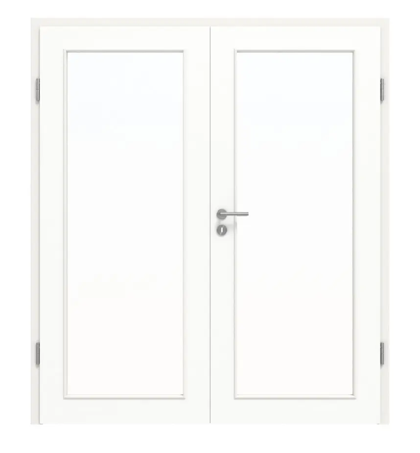 HÖRMANN drzwi dwuskrzydłowe biel ultramatowa Proline Concepto z przeszkleniem LA 27 z ościeżnicą