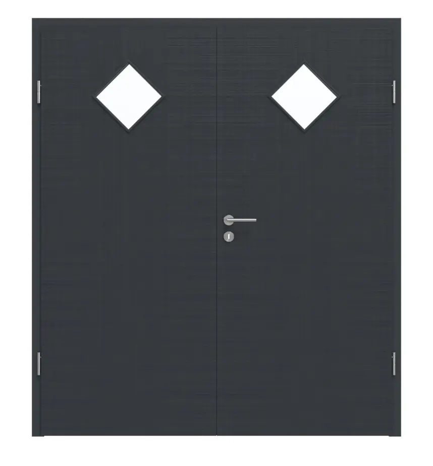 Widok frontowy 2-skrzydłowe LA 6 Cotton like antracyt Basic z ościeżnicą - Huga