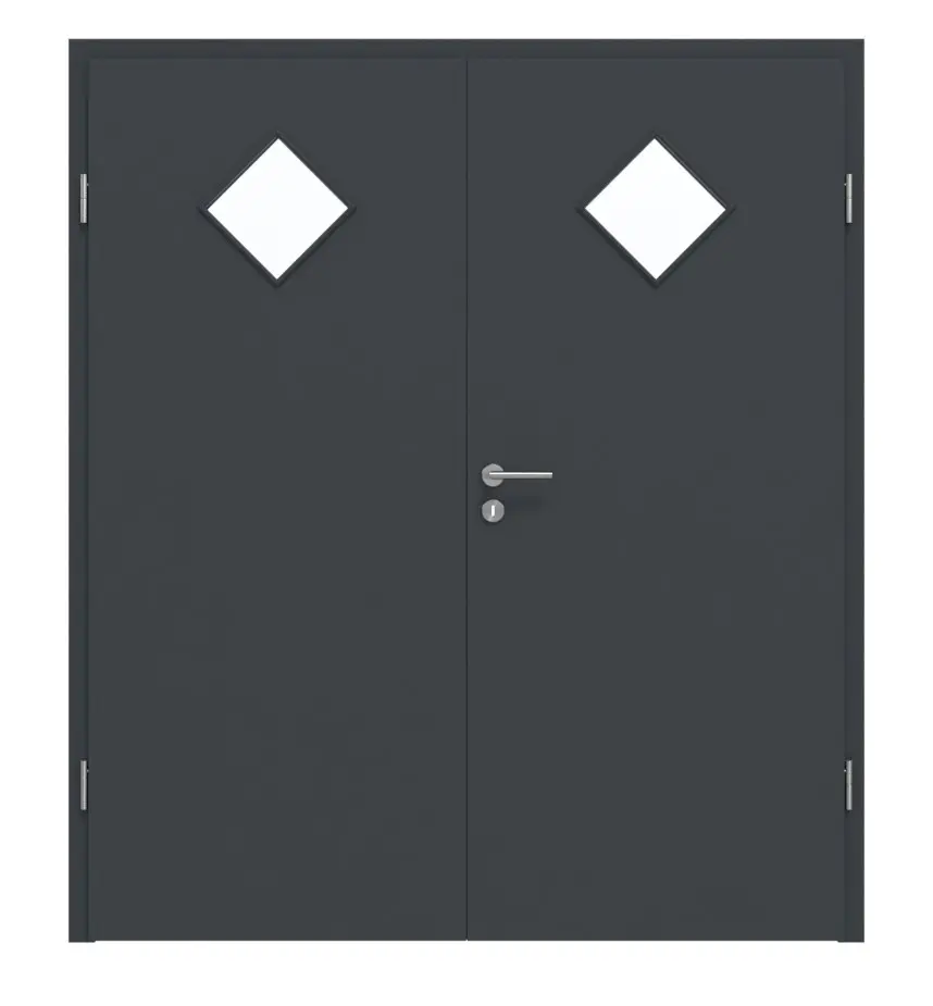 HÖRMANN drzwi dwuskrzydłowe ultramatowy antracyt Proline Concepto z przeszkleniem LA 6 z ościeżnicą