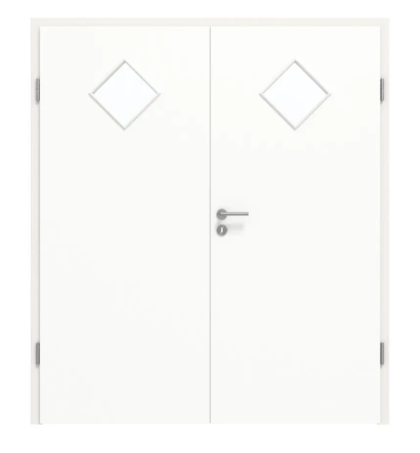 HÖRMANN drzwi dwuskrzydłowe biel ultramatowa Proline Concepto z wycięciem na szybę LA 6 z ościeżnicą