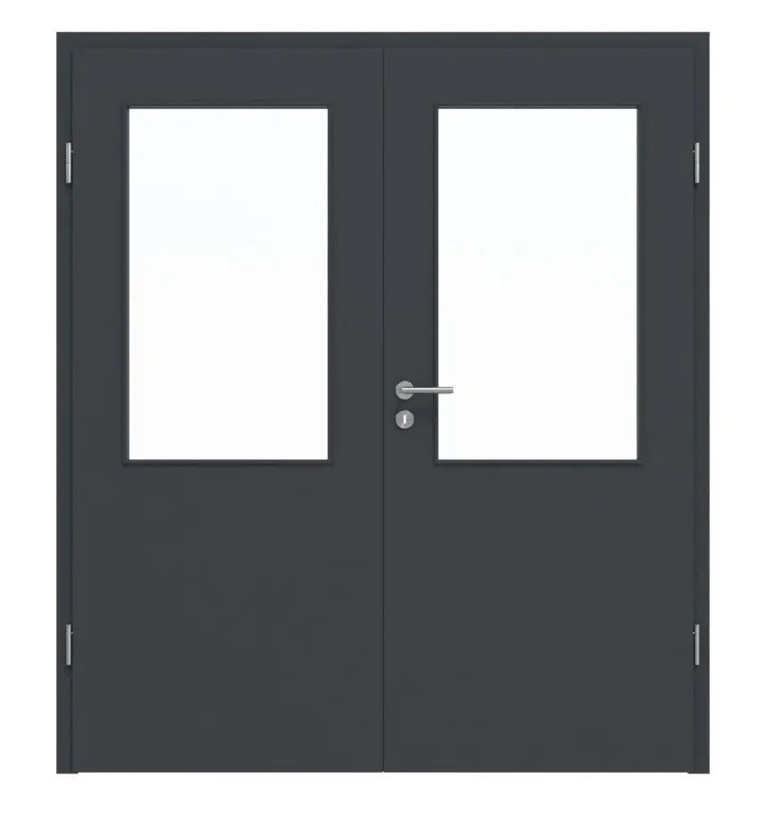 HÖRMANN Drzwi dwuskrzydłowe ultramatowe antracytowe Proline Concepto z przeszkleniem LA 7 z ościeżnicą