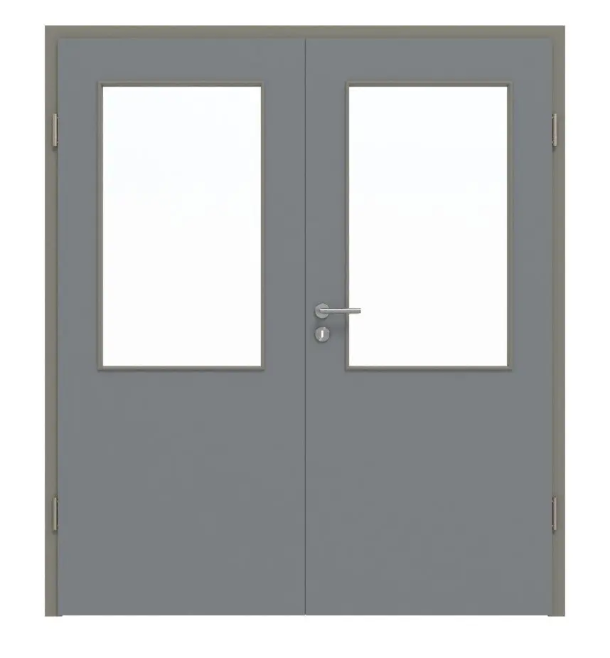 HÖRMANN drzwi dwuskrzydłowe ultramat w kolorze szary pył Proline Concepto z przeszkleniem LA 7 z ościeżnicą