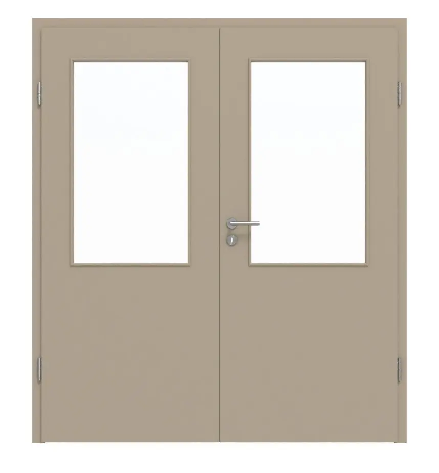 HÖRMANN drzwi 2-skrzydłowe ultramatowy taupe (kolor ciemnoszaro-brązowy) Proline Concepto z przeszkleniem LA 7 z ościeżnicą